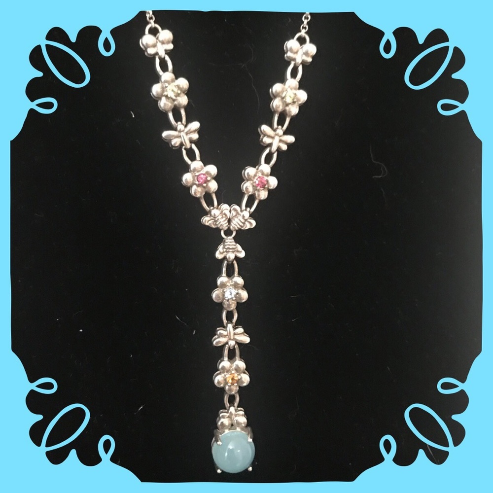 ⚡️REDUCED!⚡️ BEAUTIFUL SILVER AND GEMSTONE ‘FLOWER’ NECKLACE